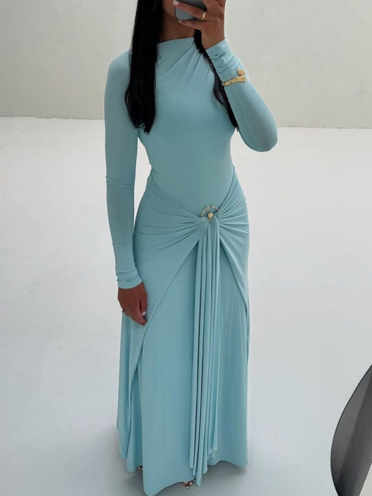 Glow All Night – Metallic Pleated Bodycon Dress